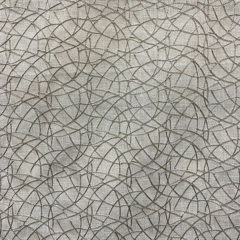 Neptune Fabric Polyester Fabric - Embroidered Metallic Swirl Sheer, 58" Width (1 Yard)