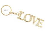 4" Gold LOVE Crystal Rhinestone Keychain - Pack of 12