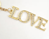 Gold LOVE Crystal Rhinestone Keychain 4 Inch 12pcs