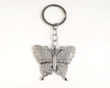 4" Silver Butterfly Crystal Rhinestone Keychain - Pack of 12