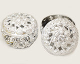2.5" Silver Round Rose Carved Plastic Favor Box - Pack of 12