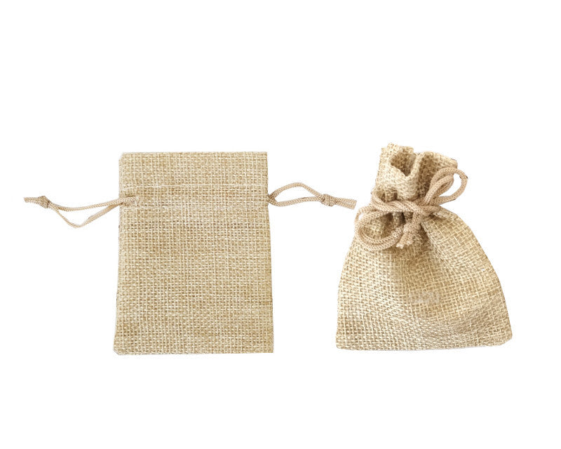 3" x 4" Burlap Jute Drawstring Closure Favor Bags - Pack of 144