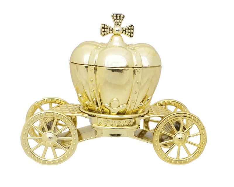4 1/4" Gold Pumpkin Carriage Ribbon Bow Favor Plastic Box - Pack of 12