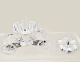 4 1/4" Silver Pumpkin Carriage Ribbon Bow Favor Plastic Box - Pack of 12