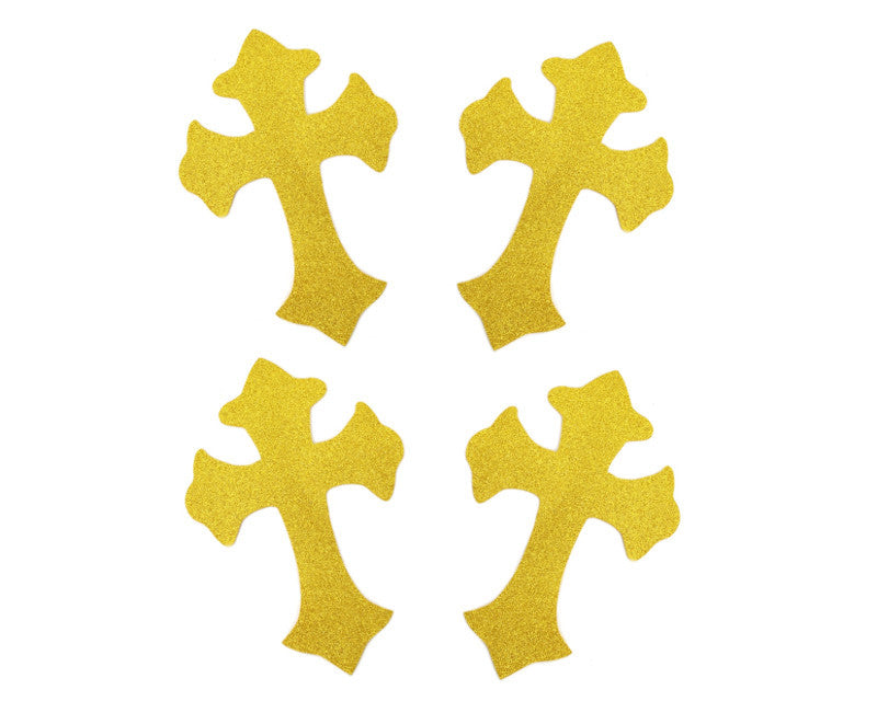 11" x 7.5" Gold Decorative Glitter Foam Cross Cutouts - Pack of 12