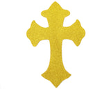 11" x 7.5" Gold Decorative Glitter Foam Cross Cutouts - Pack of 12