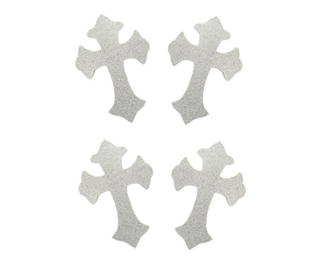11" x 7.5" Silver Decorative Glitter Foam Cross Cutouts - Pack of 12