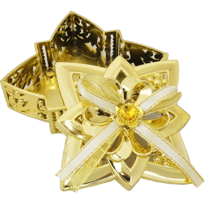 4" Gold Large Star-Shaped Ribbon Bow Favor Trinket Box - Pack of 12
