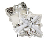 4" Silver Large Star-Shaped Ribbon Bow Favor Trinket Box - Pack of 12