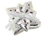 4" Silver Large Star-Shaped Ribbon Bow Favor Trinket Box - Pack of 12