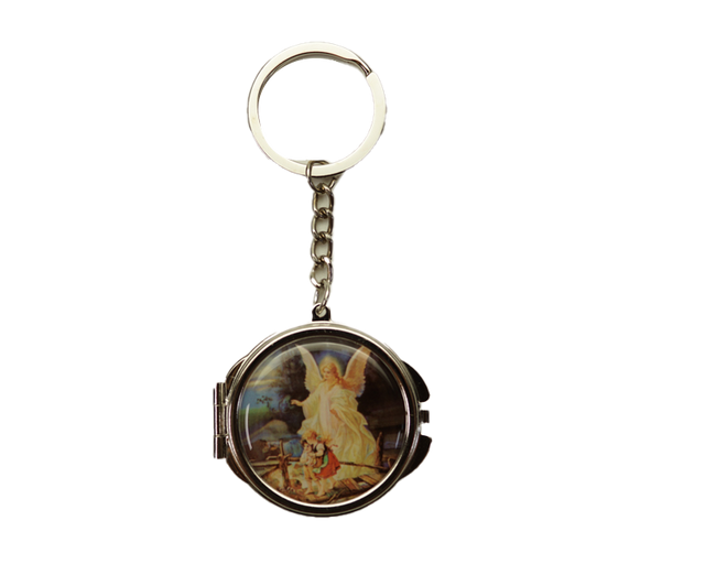 4" Silver Guardian Angel Mirror Keychain - Pack of 12