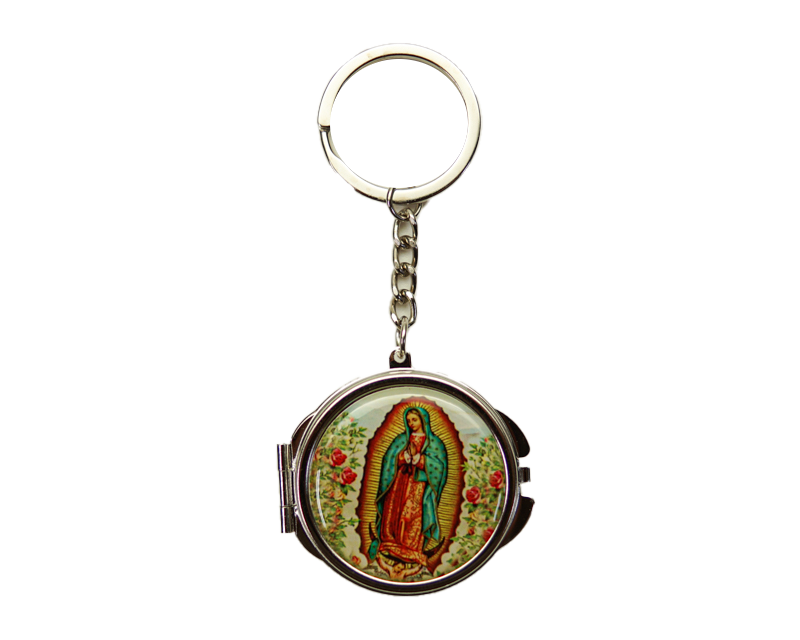 4" Silver Virgin Mary Mirror Keychain - Pack of 12