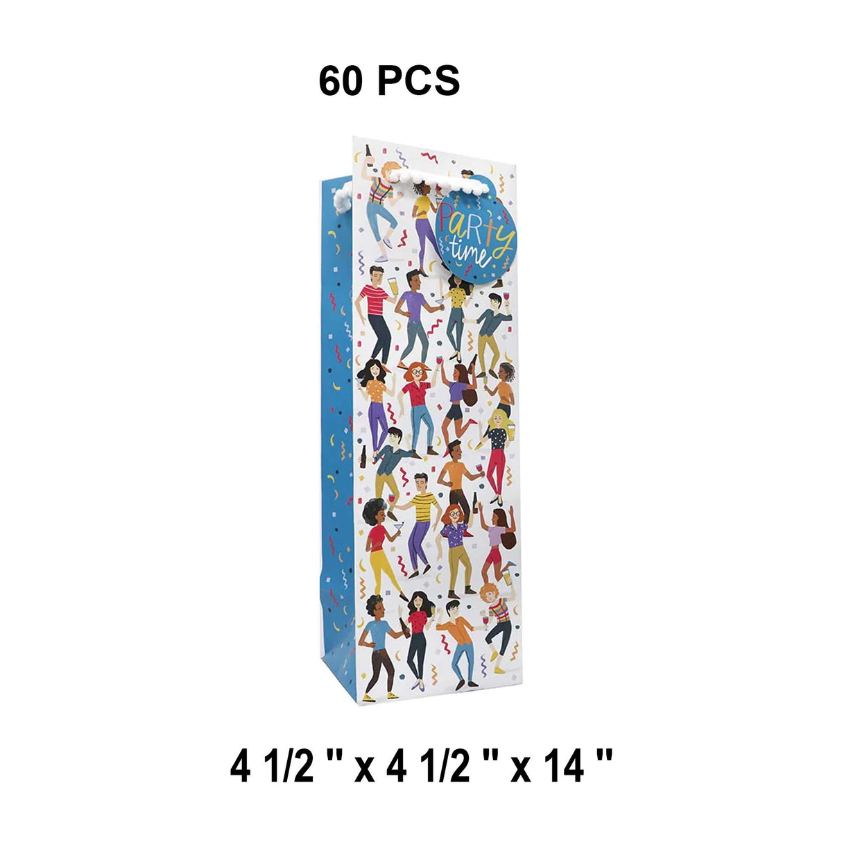 Patterned Wine Gift Bags   4 1/2" X 4 1/2" X 14"  Dance Party - 60 EACH