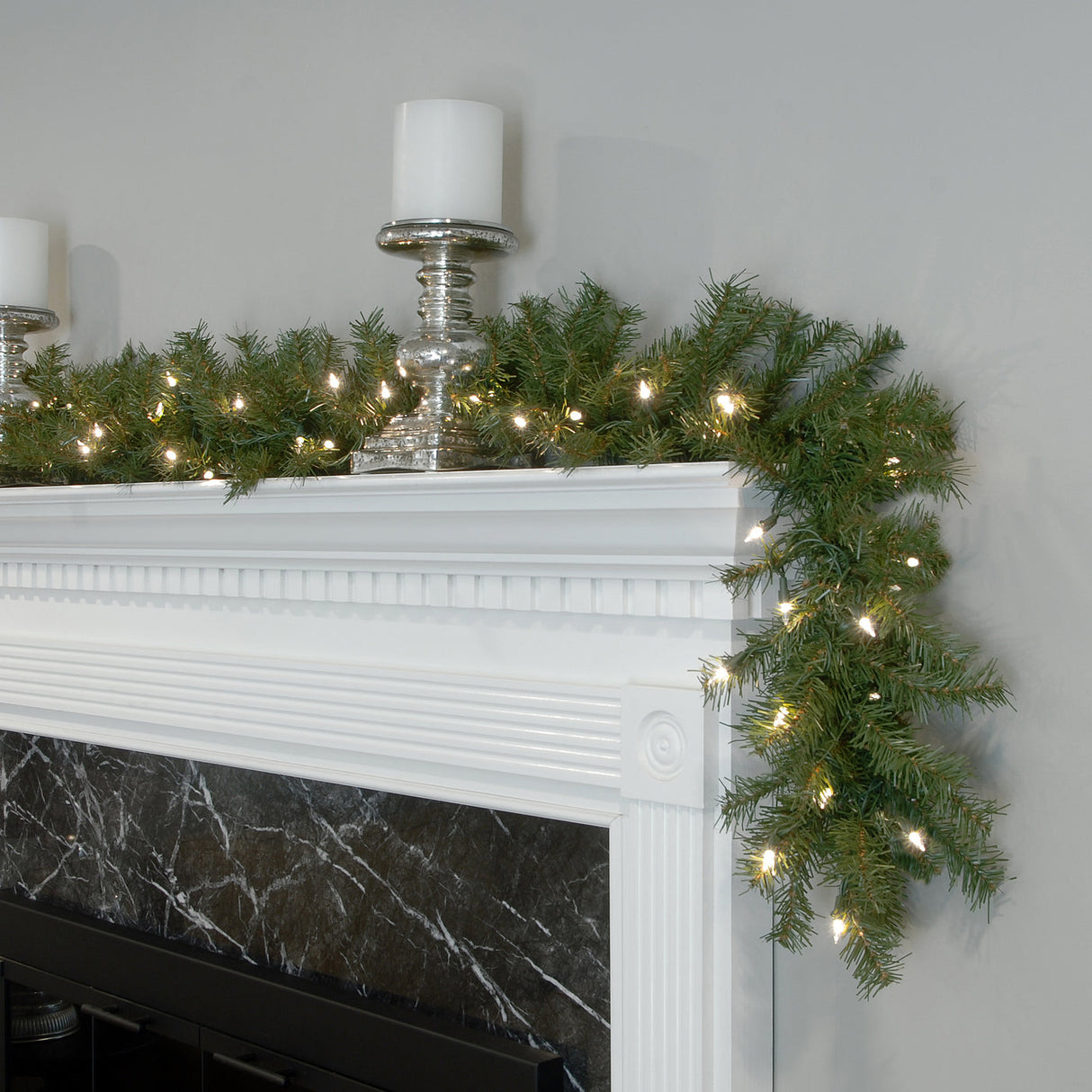 9FT Pre-Lit Norwood Fir Garland with Dual Color LED Lights