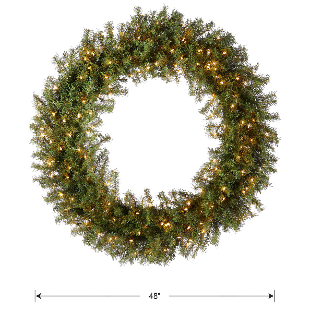 Pre-Lit Norwood Fir Wreath with Clear Lights, 48 Inch