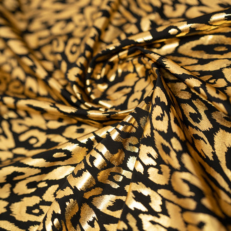 Madagascar Foiled Spandex Nylon Fabric - Cheetah Print, 58" Width (1 Yard)