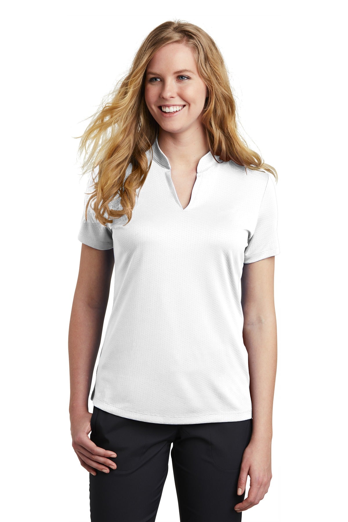 Nike Ladies Dri-FIT Hex Textured V-Neck Top