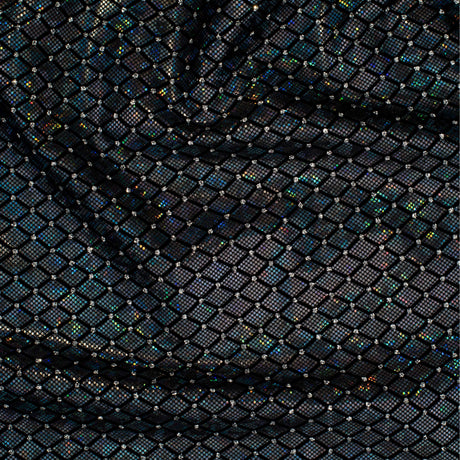 Nylon Spandex Diamond Flocking Hologram Fabric