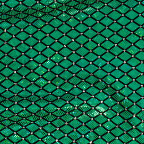 Nylon Spandex Diamond Flocking Hologram Fabric