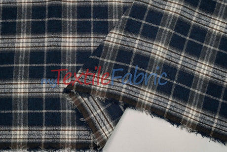 Plaid Flannel Fabric - 80 Percent Polyester 20 Percent Cotton, Plaid Pattern, 7 Oz, Soft Brushed Cotton Face (1 Yard)