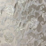Nora Floral Print Jacquard Polyester Linen Viscose Fabric - Ecru, Beige, Gray, Pewter, 55" Width (1 Yard)