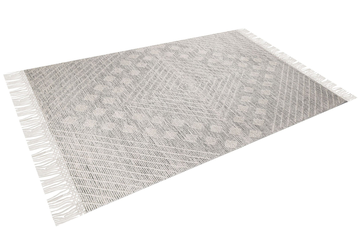 Noor Collection Wool Cotton Polyester Rug - Natural Beige Modern Bohemian, 9' X 12' (1 Unit)