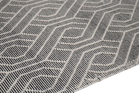 Natural Wool Blend Bohemian Design Rug - White Black, NR507, 60 Percent Wool 20 Percent Cotton 20 Percent Polyester (9' X 12')