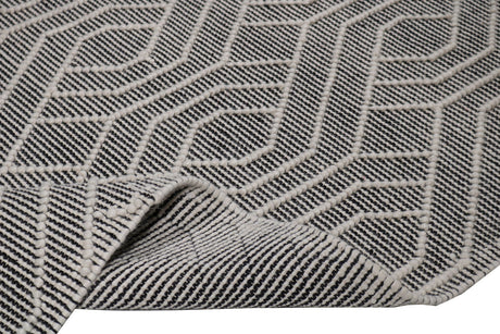 Natural Wool Blend Bohemian Design Rug - White Black, NR507, 60 Percent Wool 20 Percent Cotton 20 Percent Polyester (9' X 12')