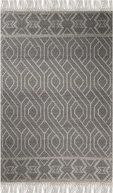 Natural Wool Blend Bohemian Design Rug - White Black, NR507, 60 Percent Wool 20 Percent Cotton 20 Percent Polyester (9' X 12')
