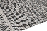 Noor Rug Collection Wool Cotton Blend Fabric - White Black, Hand Made Bohemian, 9' X 12' (1 Piece)