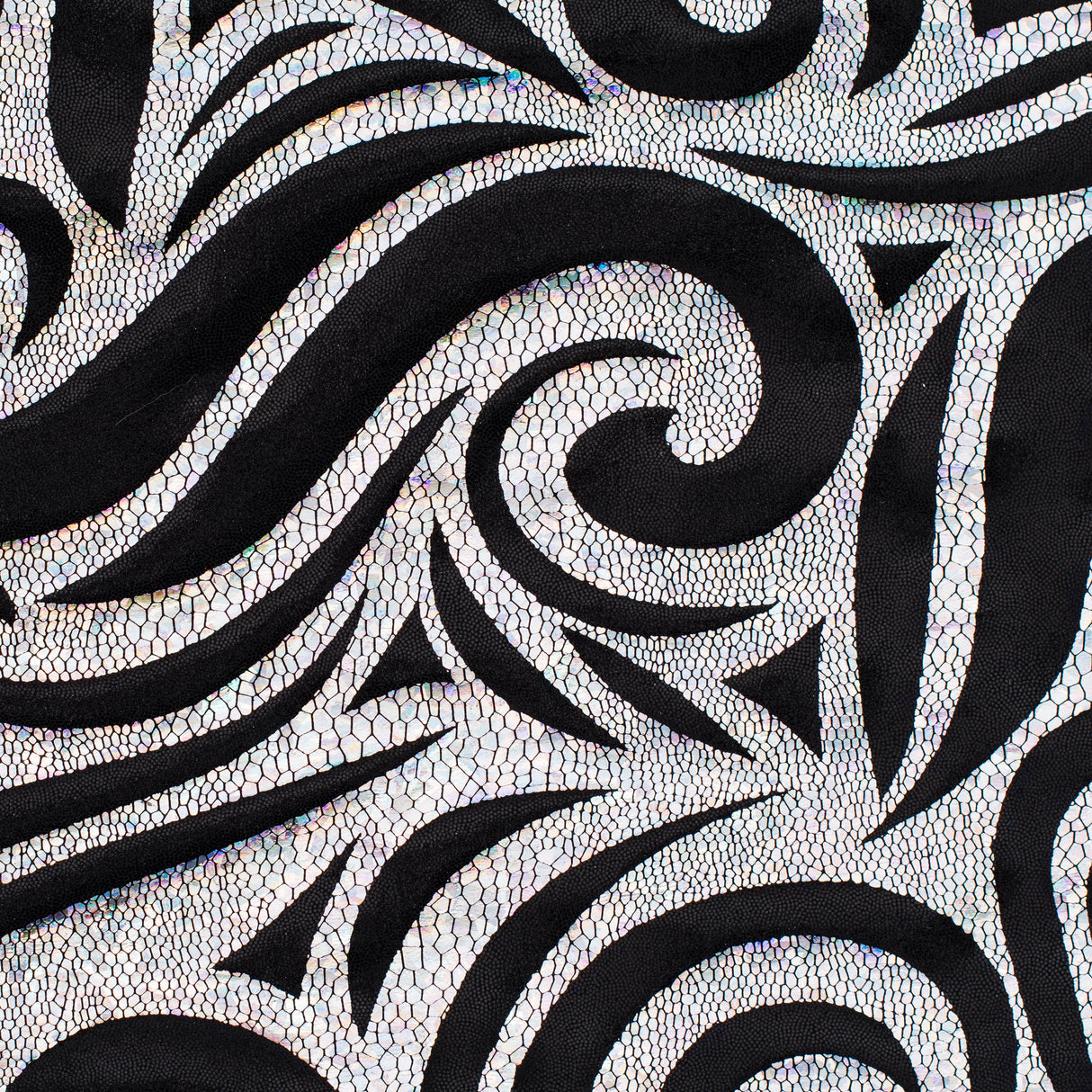 Nylon Spandex Paisley Foggy Foil Fabric