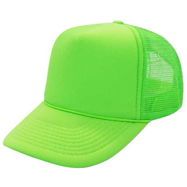Trucker Hats Caps Fabric - Neon Green, Adjustable Size (1 Unit)