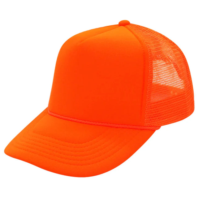 Trucker Hats Caps Fabric - Neon Orange, Adjustable Size (1 Unit)