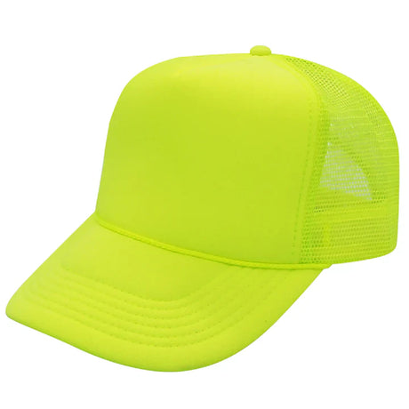 Trucker Hats Caps Fabric - Neon Yellow, Adjustable (1 Piece)