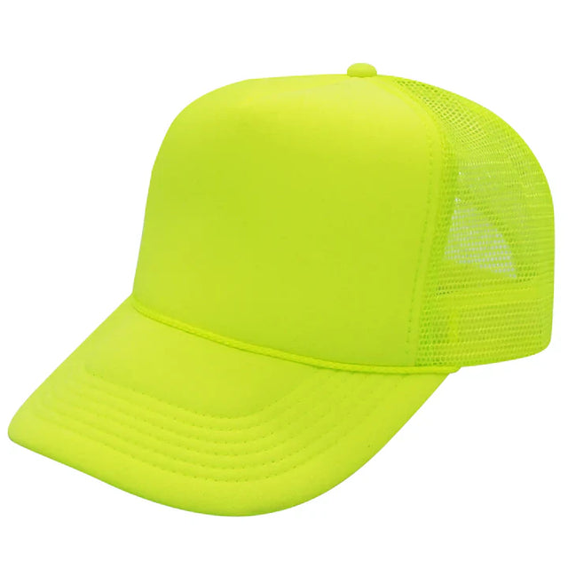 Trucker Hats Caps Fabric - Neon Yellow, Adjustable (1 Piece)