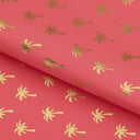 Palm Trees Foil In Pink Nylon Spandex Fabric - Gold/Pink Palm Trees Print, 57" Width (1 Yard)