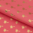 Printed Spandex Palm Trees Pink Gold