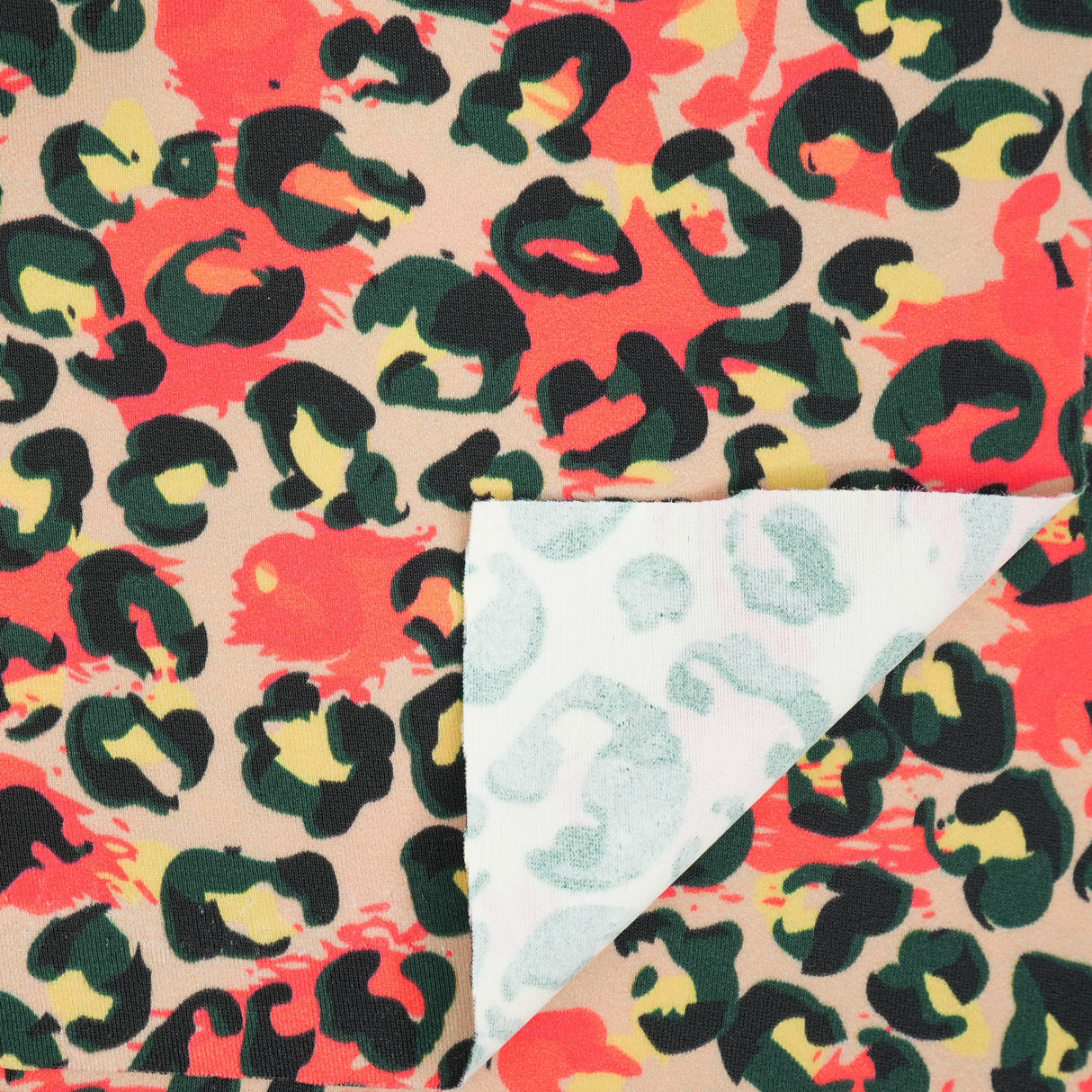 Printed Spandex Fabric Brown Pink Leopard