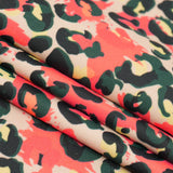 Printed Spandex Fabric Brown Pink Leopard