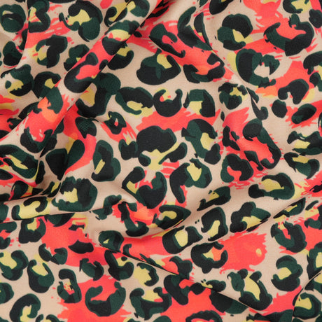 Printed Spandex Fabric Brown Pink Leopard
