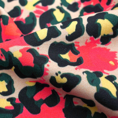 Printed Spandex Fabric Brown Pink Leopard