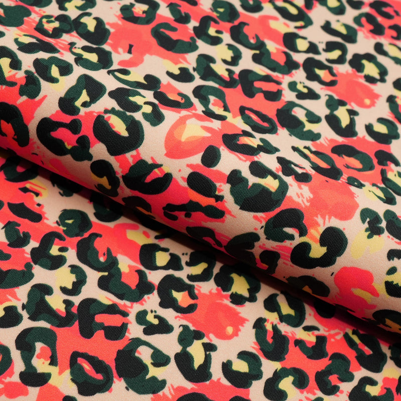 Printed Spandex Fabric Brown Pink Leopard