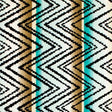 Brown And Turquoise Zig Zag Printed Nylon Spandex Fabric - Brown And Turquoise Zig Zag, 55/56" Width (1 Yard)