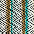 Brown And Turquoise Zig Zag Printed Nylon Spandex Fabric - Brown And Turquoise Zig Zag Print, 55/56" Width (1 Yard)