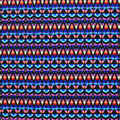 Printed Spandex Diamond Triangle Blue