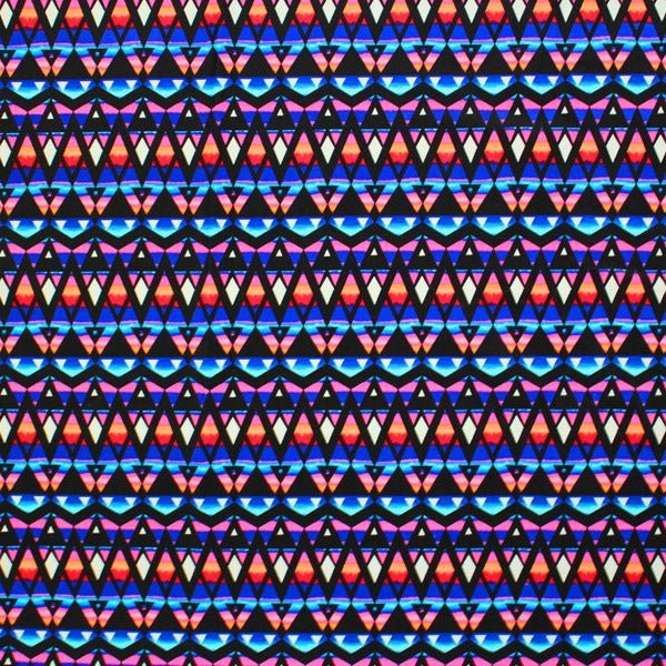 Printed Spandex Diamond Triangle Blue
