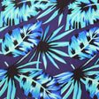 Miami Vice Palm Leaves Nylon Spandex Fabric - Blue Palm Leaves Print, 55/56" Width (1 Yard)