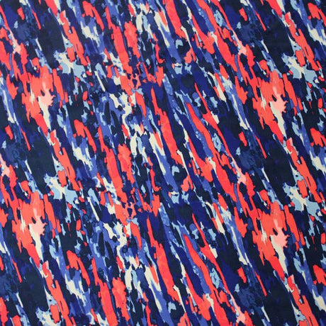 Printed Spandex Paint Splatter Navy Red