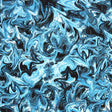 Printed Spandex Wavy Swirl Blue