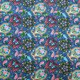 Printed Spandex Paisley Hamsa Blue